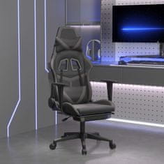 Vidaxl Gaming stol z oporo za noge črno in sivo umetno usnje
