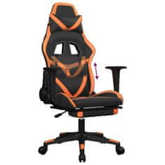Vidaxl Gaming stol z oporo za noge črno in oranžno umetno usnje