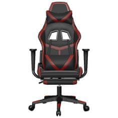Vidaxl Masažni gaming stol z oporo za noge črn in vin. rdeč um. usnje