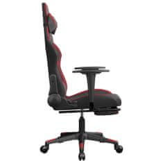 Greatstore Gaming stol z oporo za noge črno in vinsko rdeče umetno usnje