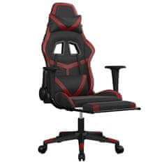 Vidaxl Masažni gaming stol z oporo za noge črn in vin. rdeč um. usnje