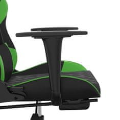Vidaxl Masažni gaming stol z oporo za noge črno in zeleno um. usnje