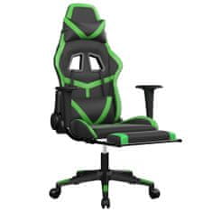 Vidaxl Masažni gaming stol z oporo za noge črno in zeleno umetno usnje