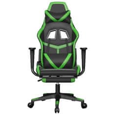 Vidaxl Gaming stol z oporo za noge črno in zeleno umetno usnje