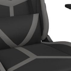 Greatstore Gaming stol z oporo za noge črno in sivo umetno usnje