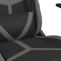 Vidaxl Gaming stol z oporo za noge črno in sivo umetno usnje