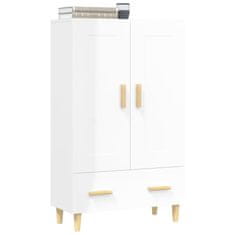 Vidaxl Visoka omarica visok sijaj bela 70x31x115 cm konstruiran les