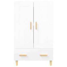 Vidaxl Visoka omarica visok sijaj bela 70x31x115 cm konstruiran les