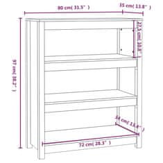 Vidaxl Knjižna omara medeno rjava 80x35x97 cm trdna borovina