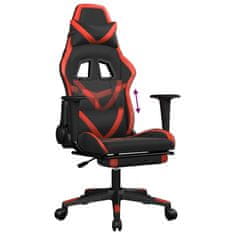 shumee Gaming stol z oporo za noge črno in rdeče umetno usnje