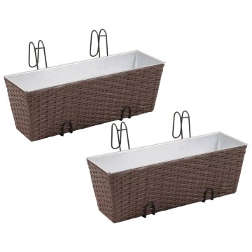 Vidaxl Set Balkonskih Cvetličnih Loncev Trapezoid, 2 kosa, 50 cm Rjave Barve