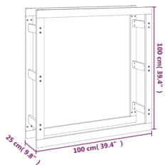 Vidaxl Stojalo za drva črno 100x25x100 cm trdna borovina