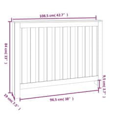 Vidaxl Pokrov za radiator siva 108,5x19x84 cm trdna borovina