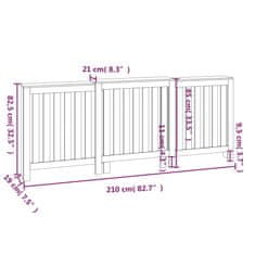 Vidaxl Pokrov za radiator bela 210x21x85 cm trdna borovina