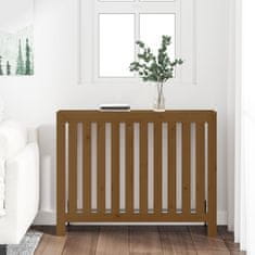 Vidaxl Pokrov za radiator medeno rjav 108,5x19x84 cm trdna borovina