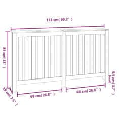 Vidaxl Pokrov za radiator bela 153x19x84 cm trdna borovina