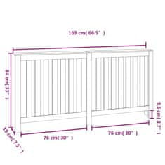 Vidaxl Pokrov za radiator 169x19x84 cm trdna borovina