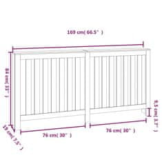 Vidaxl Pokrov za radiator črna 169x19x84 cm trdna borovina