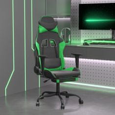 Vidaxl Gaming stol z oporo za noge črno in zeleno umetno usnje