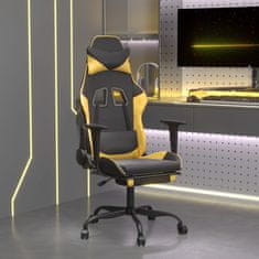 shumee Gaming stol z oporo za noge črno in zlato umetno usnje