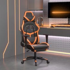 Vidaxl Gaming stol z oporo za noge črno in oranžno umetno usnje