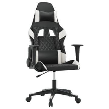 Vidaxl Gaming stol črno in belo umetno usnje