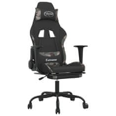 Vidaxl Gaming stol z oporo za noge črno in kamuflažno blago