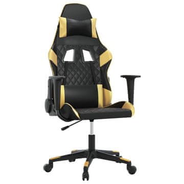 Vidaxl Masažni gaming stol črno in zlato umetno usnje
