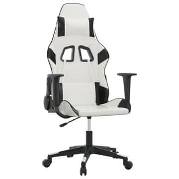 Vidaxl Gaming stol bela in črna umetno usnje