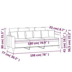 Vidaxl Trosed svetlo siv 180 cm blago