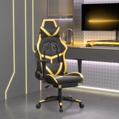 shumee Gaming stol z oporo za noge črno in zlato umetno usnje