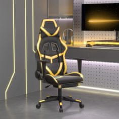 Vidaxl Gaming stol z oporo za noge črno in zlato umetno usnje