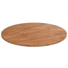Greatstore Okrogla mizna plošča svetlo rjava Ø50x1,5 cm trdna hrastovina