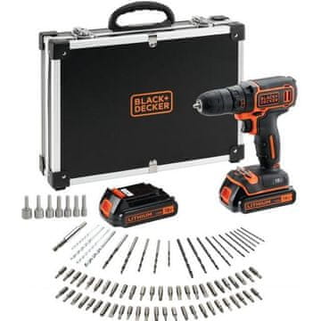 shumee BLACK & DECKER BDCDC18BAFC - Vrtalnik/vijačnik - Li Ion baterija 2x18 V + 80 dodatkov - Oranžna