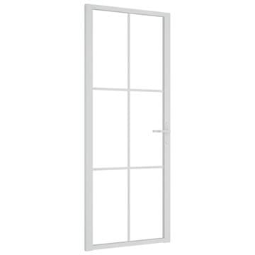 Vidaxl Notranja vrata 83x201,5 cm Bela ESG steklo in aluminij