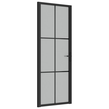 Vidaxl Notranja vrata 76x201,5 cm črno mat steklo in aluminij