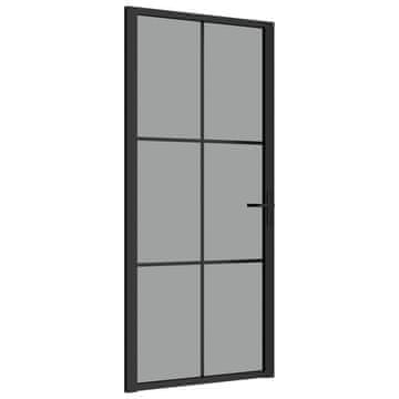Vidaxl Notranja vrata 93x201,5 cm črno ESG steklo in aluminij