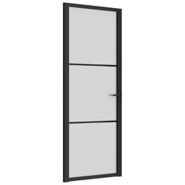 Vidaxl Notranja vrata 76x201,5 cm črno mat steklo in aluminij