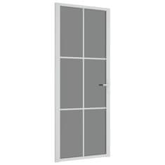 Vidaxl Notranja vrata 83x201,5 cm Bela ESG steklo in aluminij