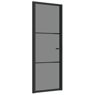 Vidaxl Notranja vrata 76x201,5 cm črno ESG steklo in aluminij