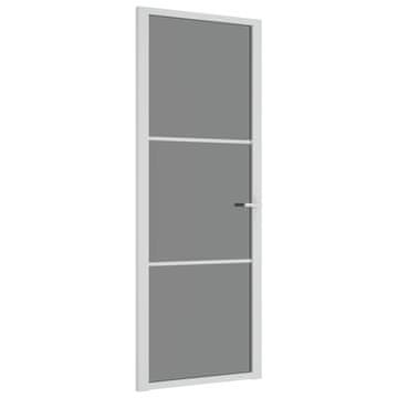 Vidaxl Notranja vrata 76x201,5 cm bela ESG steklo in aluminij