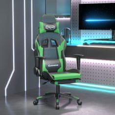 Vidaxl Gaming stol z oporo za noge črno in zeleno umetno usnje