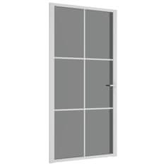 Vidaxl Notranja vrata 102,5x201,5 cm bela ESG steklo in aluminij