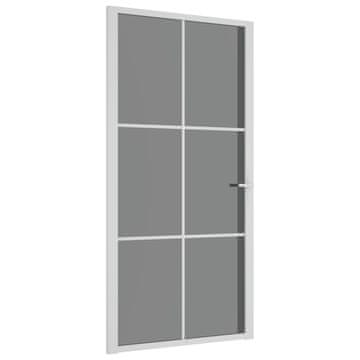 Vidaxl Notranja vrata 102,5x201,5 cm bela ESG steklo in aluminij
