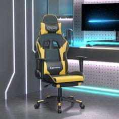Vidaxl Gaming stol z oporo za noge črno in zlato umetno usnje