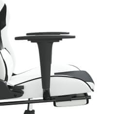 Vidaxl Masažni igralni stol z oporo za noge Bela in črno umetno usnje