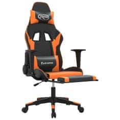 Greatstore Gaming stol z oporo za noge črno in oranžno umetno usnje