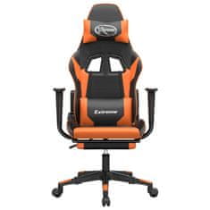Vidaxl Gaming stol z oporo za noge črno in oranžno umetno usnje