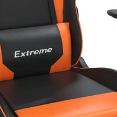 Greatstore Masažni gaming stol z oporo za noge črno in oranžno um. usnje
