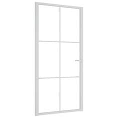Vidaxl Notranja vrata 102,5x201,5 cm bela ESG steklo in aluminij